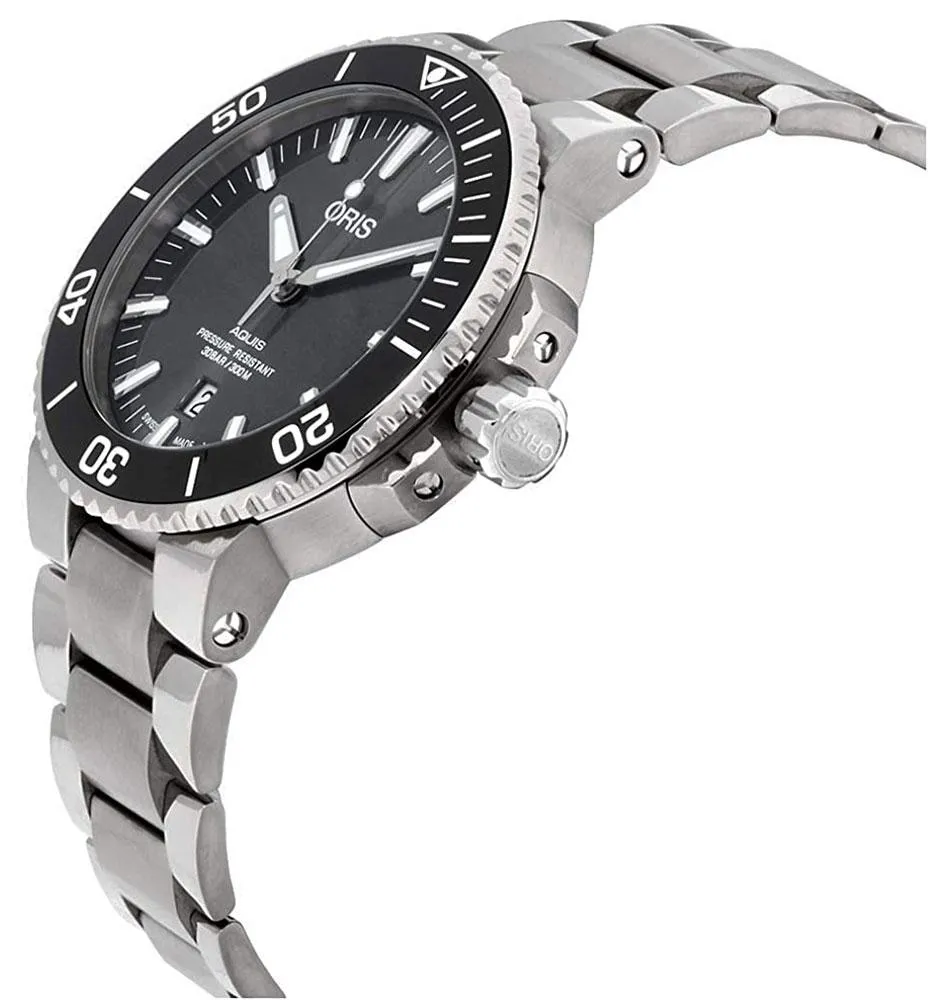 Oris Aquis Automatic Titanium Grey Dial Date Divers Mens Watch 733 7730 7153-MB