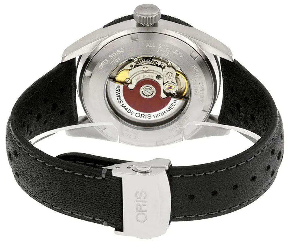 Oris Artix Audi Sport GMT Automatic Stainless Steel Black Leather Strap Date Mens Watch 01 747 7701 4461-07 5 22 87FCS