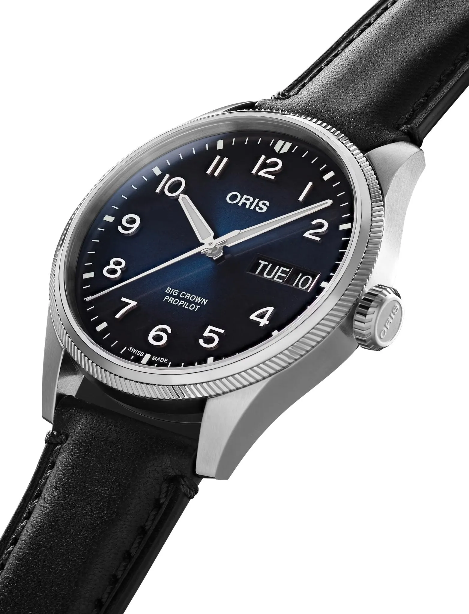 Oris Big Crown ProPilot Automatic Stainless Steel Blue Dial Black Leather Strap Day/Date Mens Watch 752 7760 4065-07 5 22 08LC