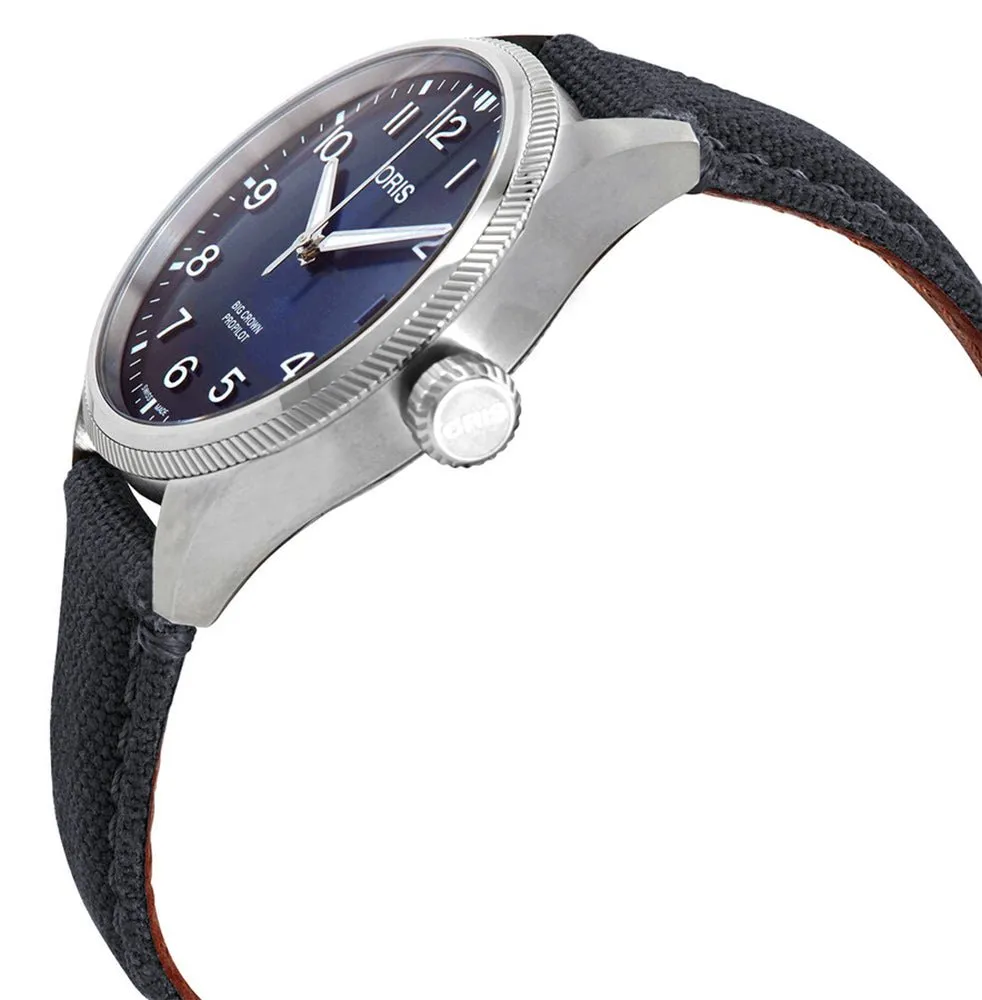 Oris Big Crown ProPilot Automatic Stainless Steel Blue Dial Gray Textile Strap Date Mens Watch 751 7761 4065-07 3 20 05LC