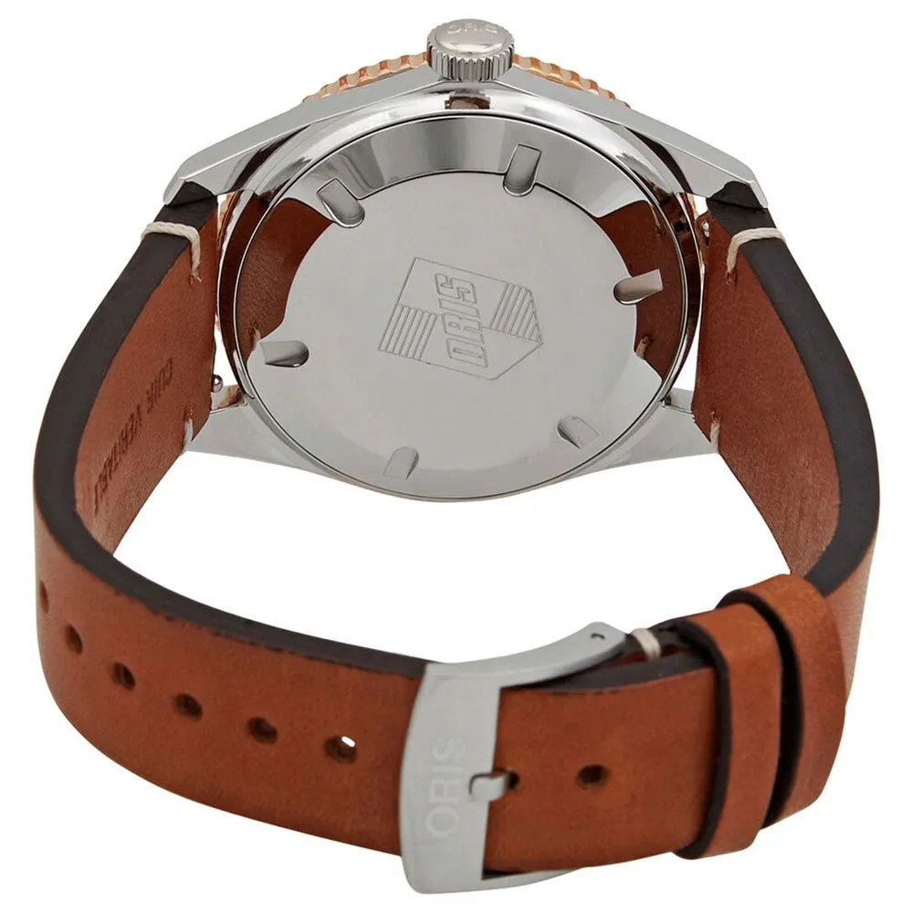 Oris Divers Sixty-Five Automatic Bronze Brown Dial Brown Leather Strap Date Mens Watch 733 7707 4356-07 5 20 45