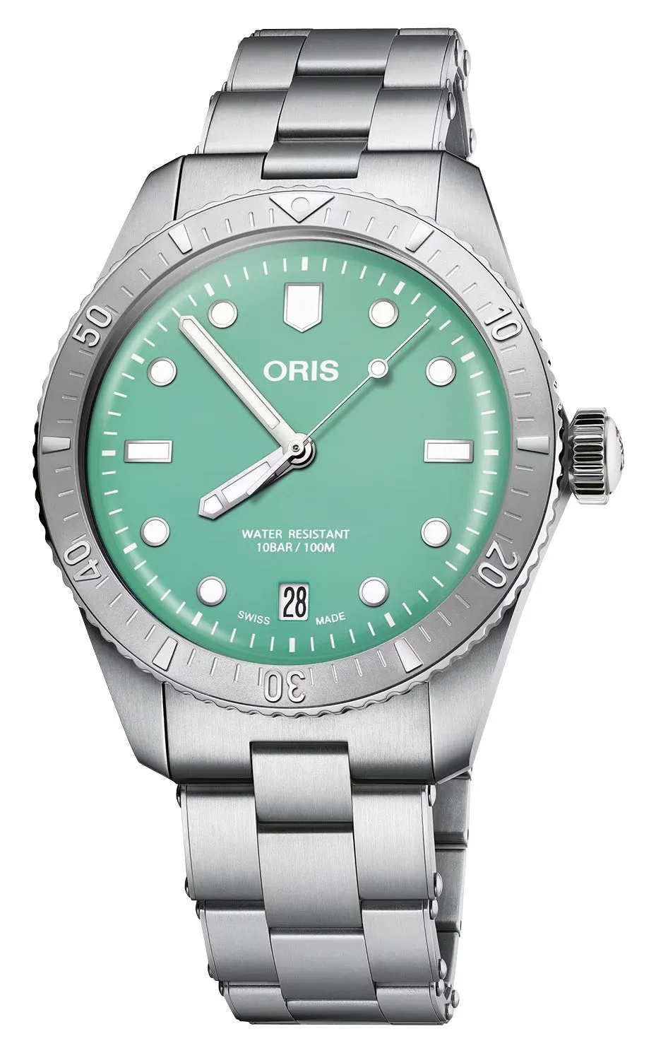 Oris Divers Sixty-Five Cotton Candy Automatic Stainless Steel Green Dial Date Unisex Watch 733 7771 4057-07 8 19 18