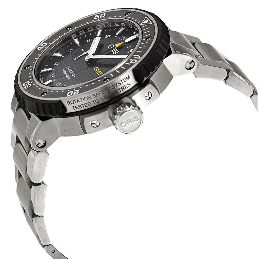 Oris ProDiver GMT Automatic Titanium Black Dial Date Divers Mens Watch 748 7748 7154-MB