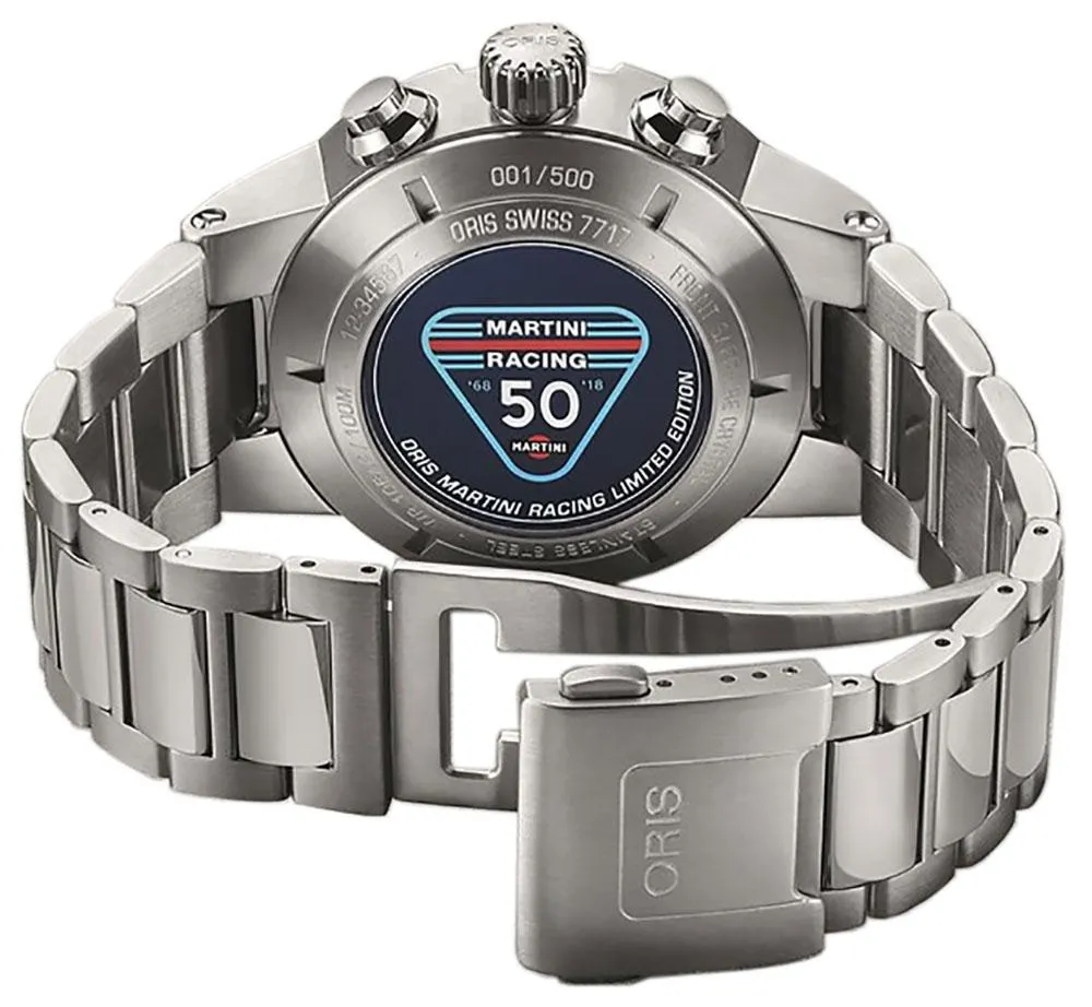 Oris Williams Martini Racing Limited Edition Chronograph Automatic Stainless Steel Black Dial Date Mens Watch 774 7717 4184-Set MB