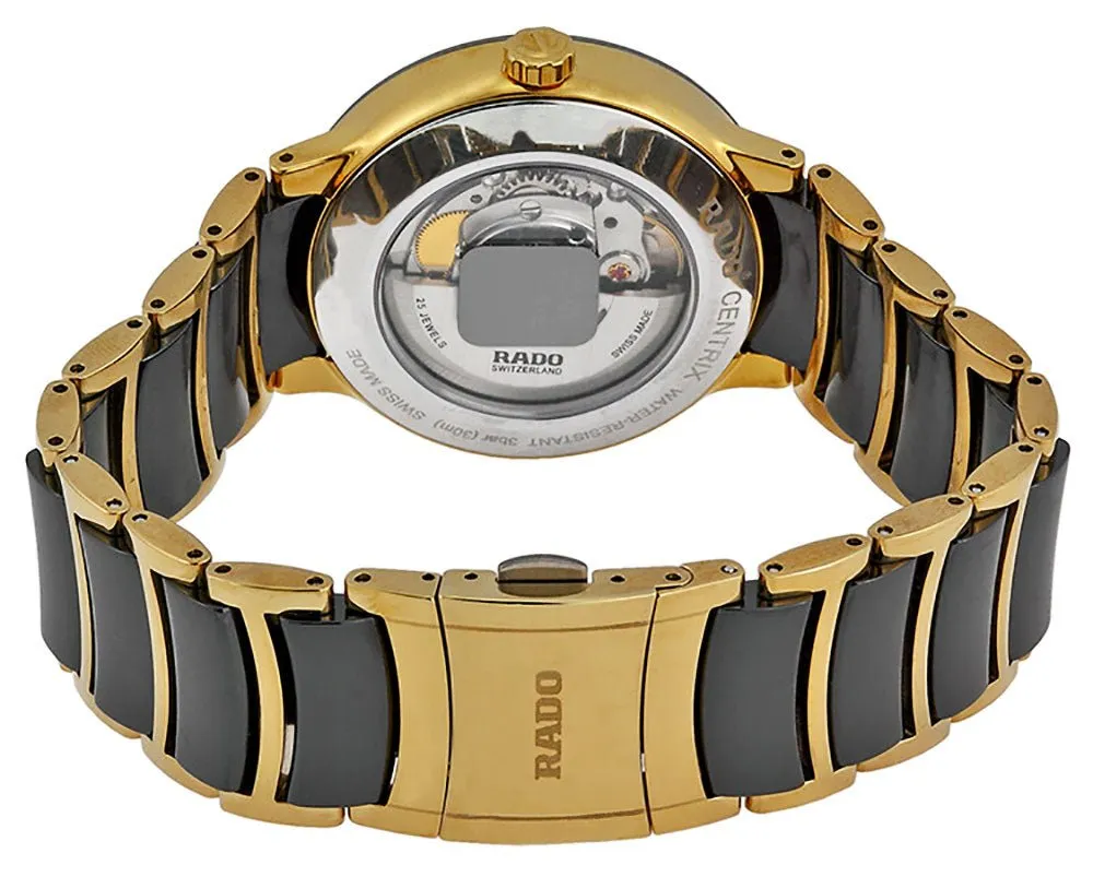 Rado Centrix Automatic Diamonds Gold PVD & Black High-Tech Ceramic Black Dial Date Unisex Watch R30035712