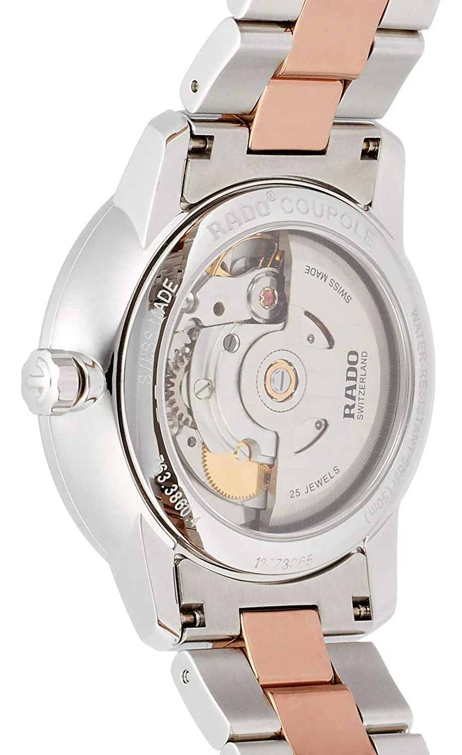 Rado Coupole Two Tone Stainless Steel Ceramos Silver Dial Date Automatic Mens Watch R22860022