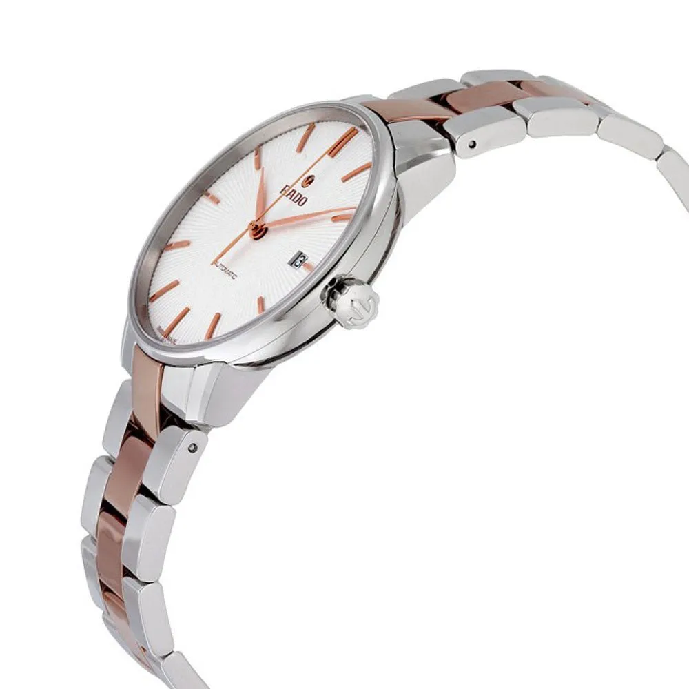 Rado Coupole Two Tone Stainless Steel Ceramos Silver Dial Date Automatic Mens Watch R22860022
