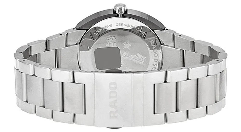 Rado D-Star XL Ceramos Quartz Analog Light Silver Dial Date Steel Men's Dress Watch R15943123