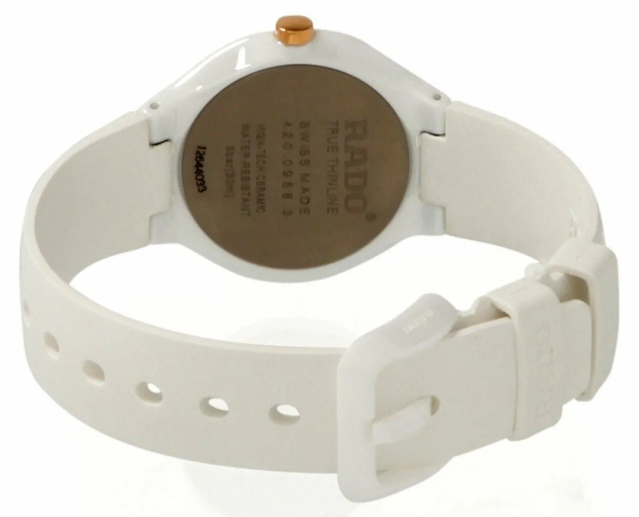 Rado True Thinline White Ceramic Womens Watch Quartz Rubber Strap R27958109