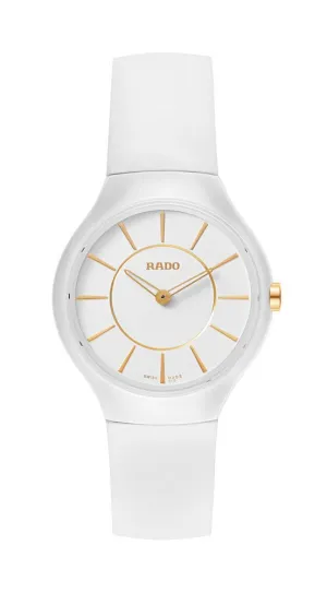 Rado True Thinline White Ceramic Womens Watch Quartz Rubber Strap R27958109