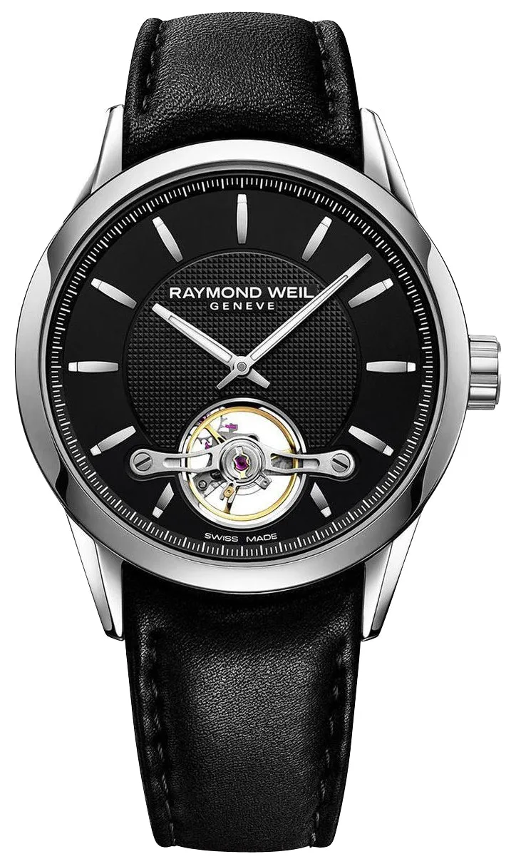 Raymond Weil Freelancer Automatic Stainless Steel Black Dial Black Leather Strap Mens Watch 2780-STC-20001