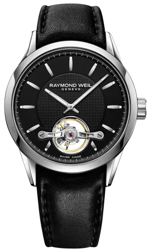 Raymond Weil Freelancer Automatic Stainless Steel Black Dial Black Leather Strap Mens Watch 2780-STC-20001