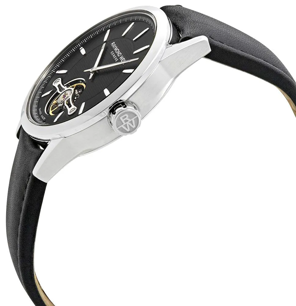 Raymond Weil Freelancer Automatic Stainless Steel Black Dial Black Leather Strap Mens Watch 2780-STC-20001