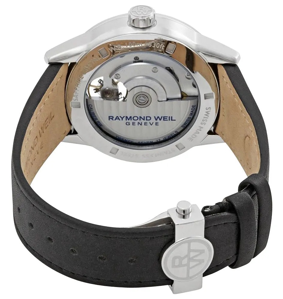 Raymond Weil Freelancer Automatic Stainless Steel Black Dial Black Leather Strap Mens Watch 2780-STC-20001