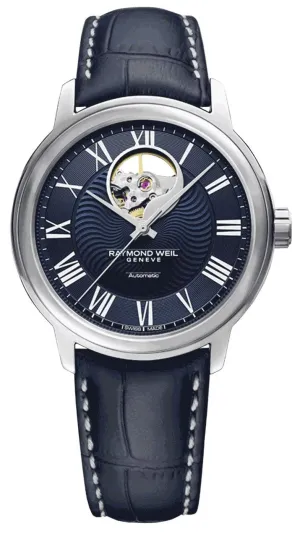 Raymond Weil Maestro Automatic Stainless Steel Blue Dial Blue Leather Strap Mens Watch 2227-STC-00508