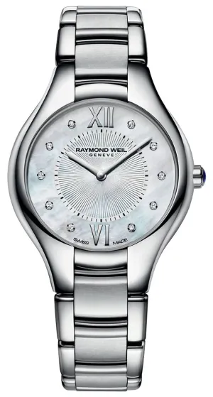 Raymond Weil Noemia Stainless Steel Mother-of-Pearl Dial Diamonds Quartz Womens Watch 5132-ST-00985