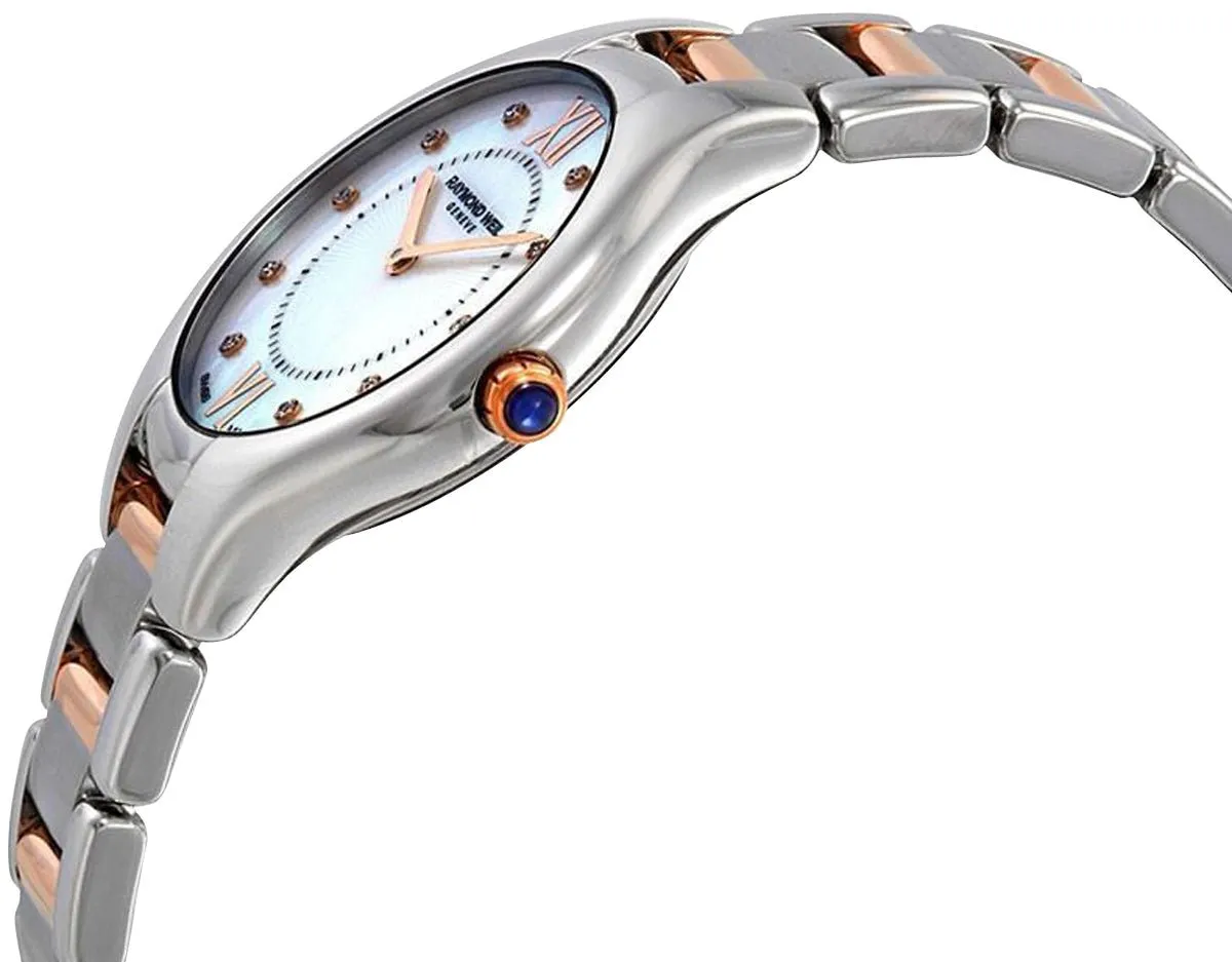 Raymond Weil Noemia Two-Tone Stainless Steel White Mother-of-Pearl Dial Diamonds Quartz Womens Watch 5132-SP5-00985