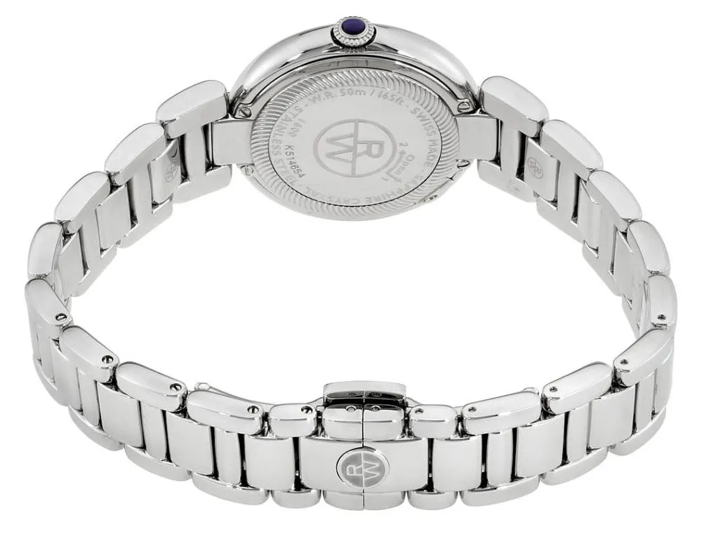 Raymond Weil Shine Stainless Steel Diamonds Silver-Tone Dial Interchangeable Black Satin Strap Date Quartz Womens Watch 1600-STS-00659