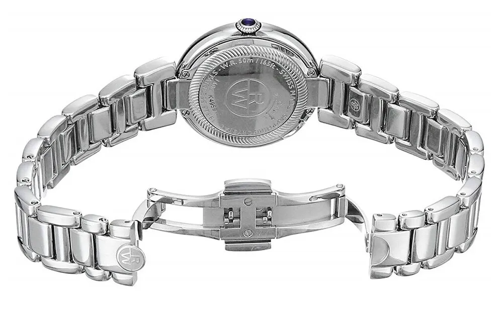 Raymond Weil Shine Stainless Steel Diamonds Silver-Tone Dial Interchangeable Black Satin Strap Date Quartz Womens Watch 1600-STS-00659
