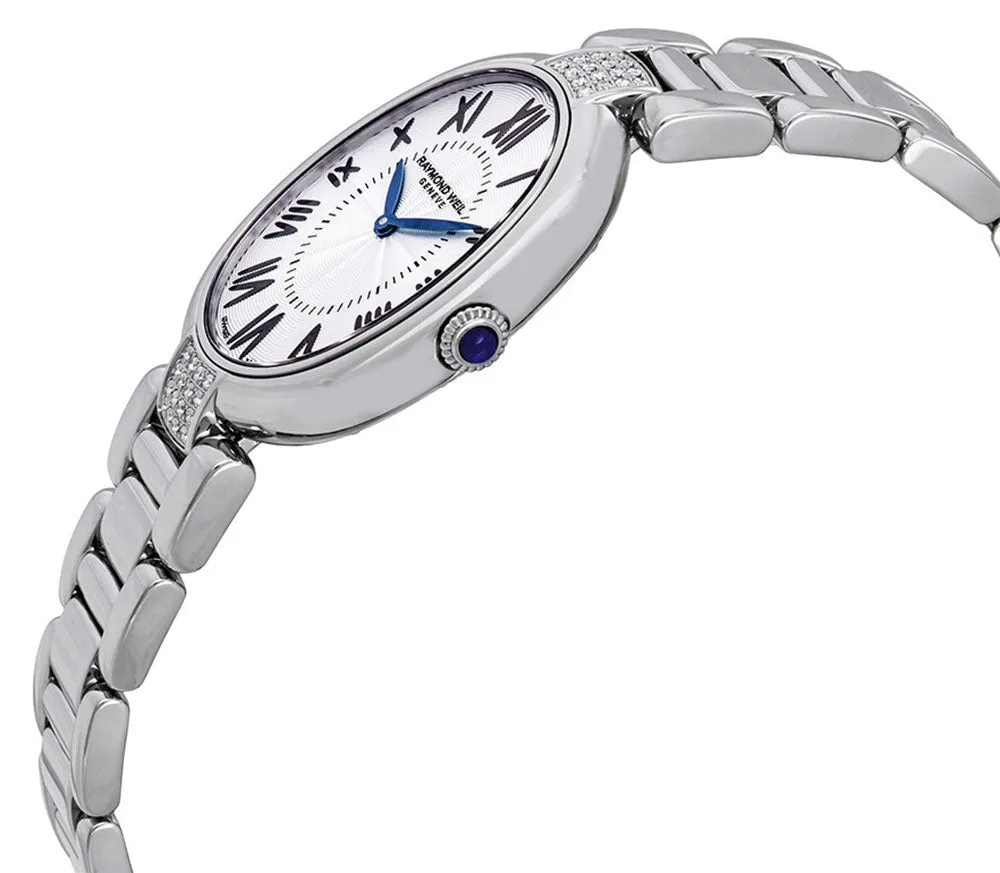 Raymond Weil Shine Stainless Steel Oval Case Diamonds Silver-Tone Dial Quartz Womens Watch 1700-STS-00659