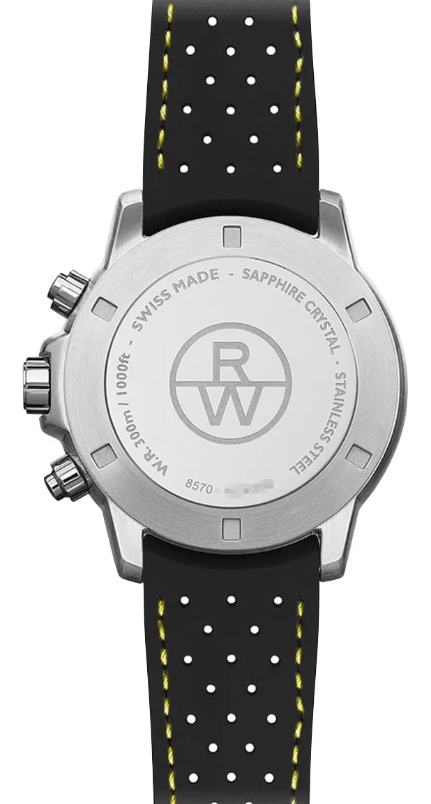 Raymond Weil Tango Chronograph Stainless Steel Black Dial Black Rubber Strap Date Divers Quartz Mens Watch 8570-SR2-05207