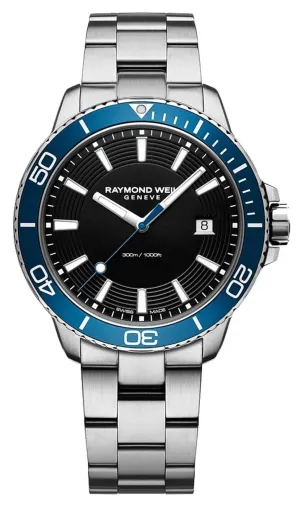 Raymond Weil Tango Stainless Steel Black Dial Date Divers Quartz Mens Watch 8260-ST3-20001