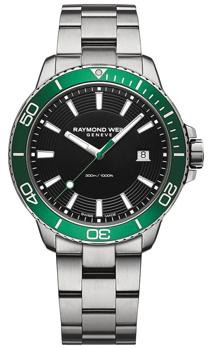 Raymond Weil Tango Stainless Steel Black Dial Date Divers Quartz Mens Watch 8260-ST7-20001