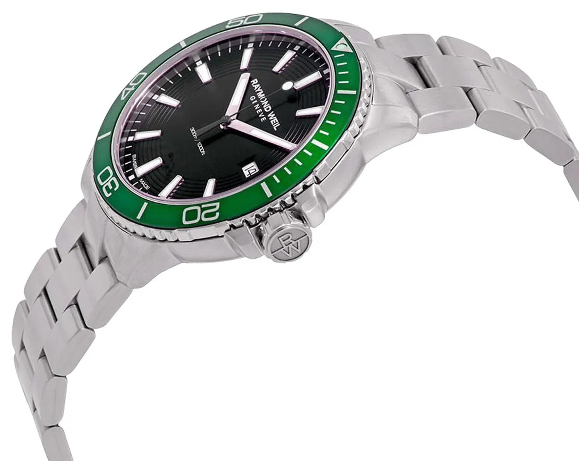 Raymond Weil Tango Stainless Steel Black Dial Date Divers Quartz Mens Watch 8260-ST7-20001