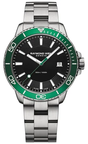Raymond Weil Tango Stainless Steel Black Dial Date Divers Quartz Mens Watch 8260-ST7-20001