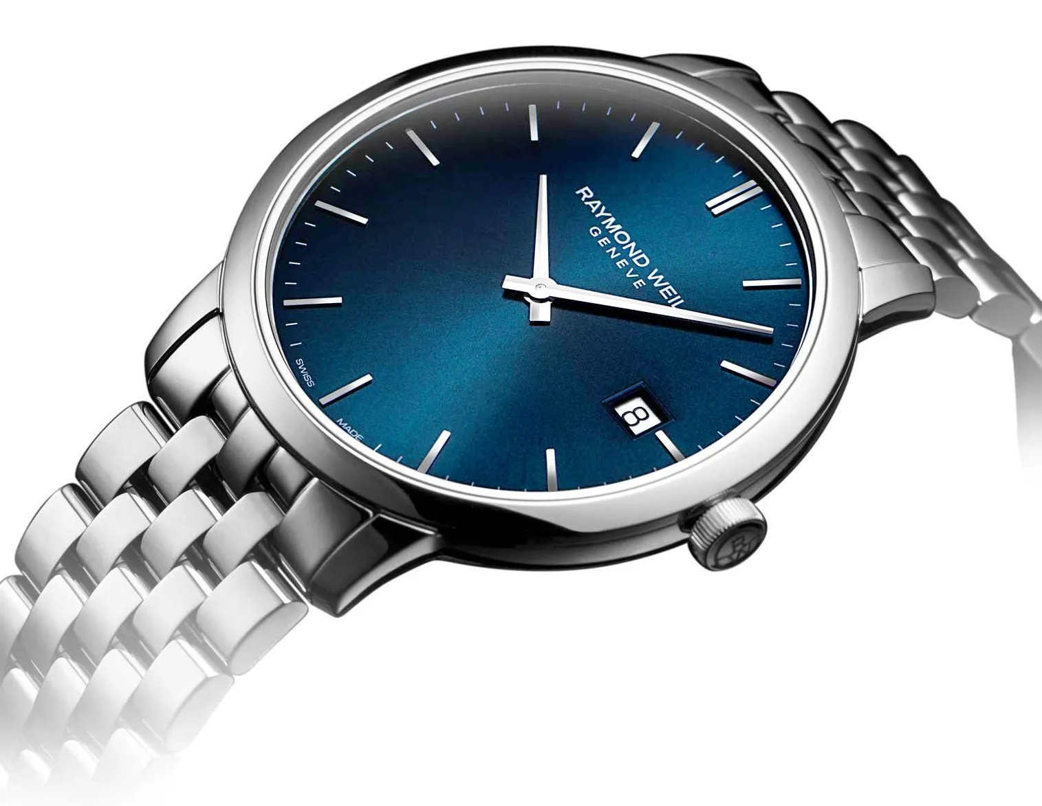 Raymond Weil Toccata Stainless Steel Blue Dial Date Quartz Mens Watch 5585-ST-50001