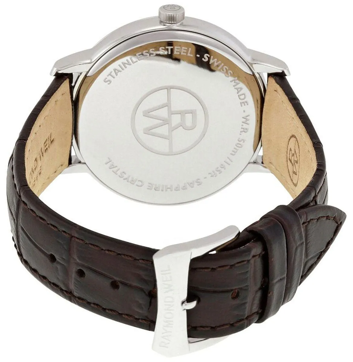 Raymond Weil Toccata Stainless Steel Silver Dial Date Brown Leather Strap Mens Watch 5488-SL5-65001