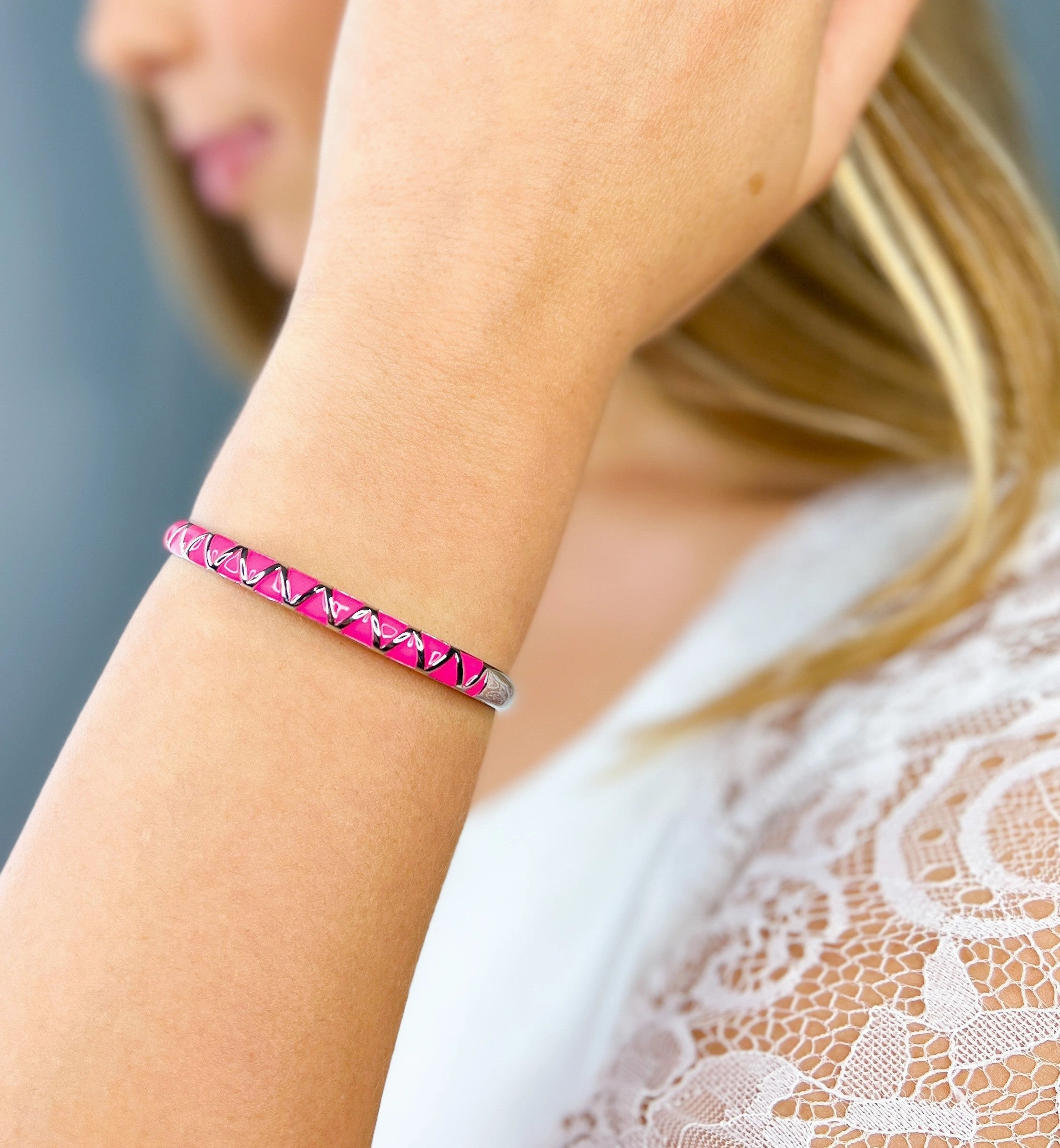 Silver Plated & Enamel Cuff Bracelet