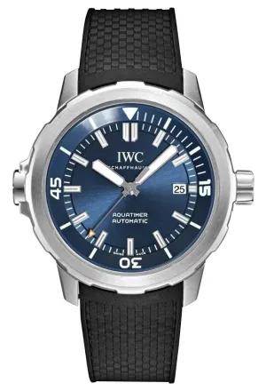 Special Edition IWC Aquatimer "Expedition Jacques-Yves Cousteau" Automatic Stainless Steel Blue Dial Black Rubber Strap Date Divers Mens Watch IW329005
