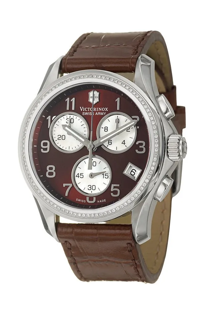 Swiss Army Chrono Classic Steel Womens Strap Watch Quartz Brown & MOP Dial 241420