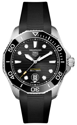 TAG Heuer Aquaracer Professional 300 Automatic Stainless Steel Black Dial Black Rubber Strap Date Divers Mens Watch WBP201A.FT6197