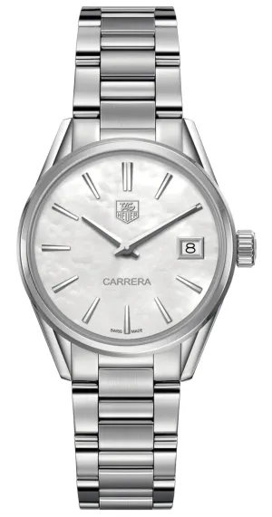 TAG Heuer Carrera Stainless Steel Mother-of-Pearl Dial Date Quartz Womens Watch WAR1311.BA0778