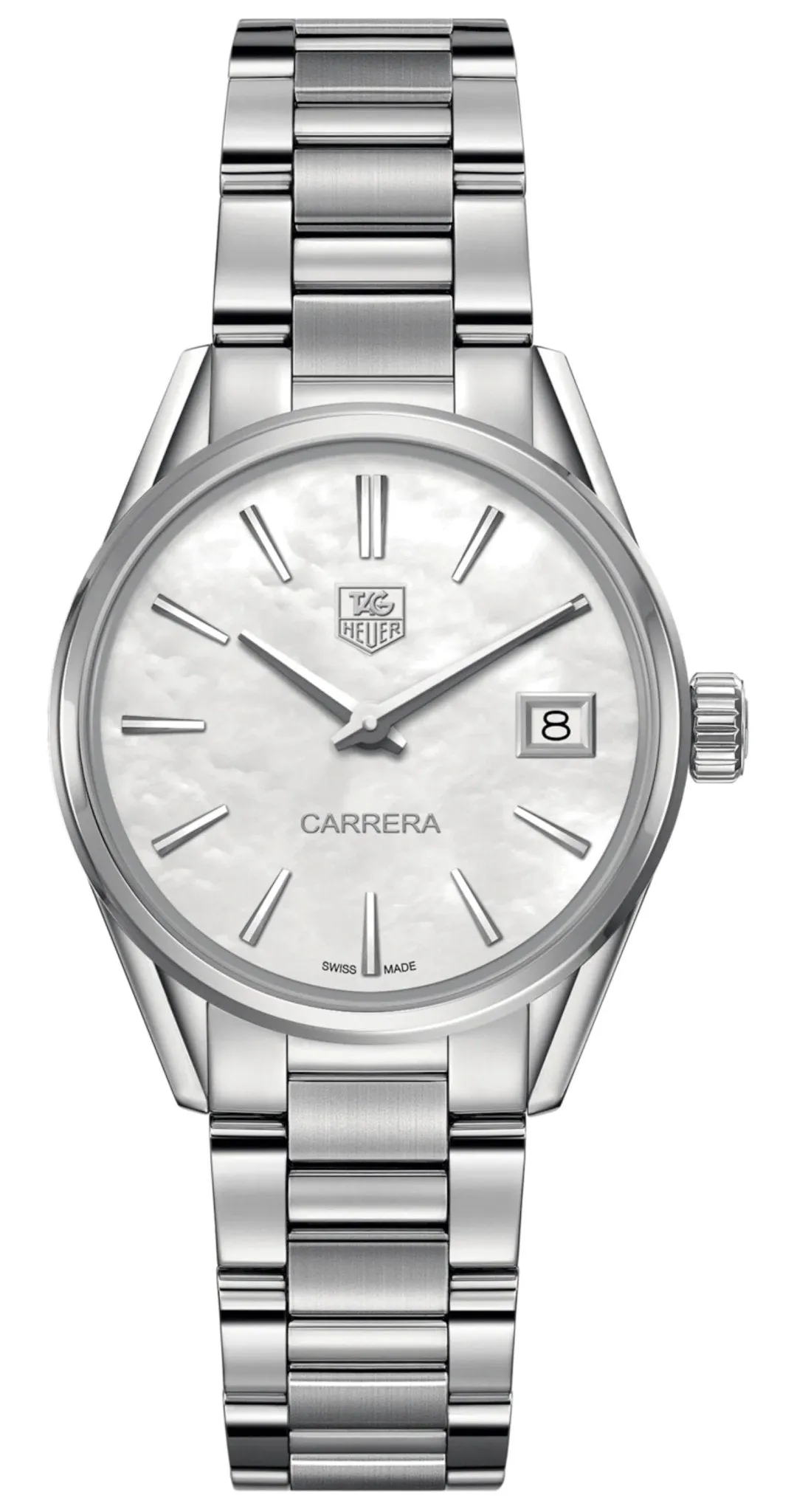 TAG Heuer Carrera Stainless Steel Mother-of-Pearl Dial Date Quartz Womens Watch WAR1311.BA0778