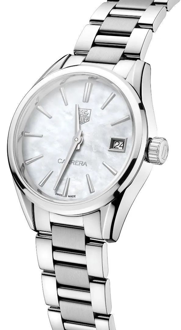 TAG Heuer Carrera Stainless Steel Mother-of-Pearl Dial Date Quartz Womens Watch WAR1311.BA0778