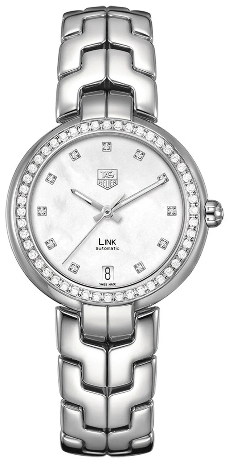 TAG Heuer Link Automatic Stainless Steel Mother-of-Pearl Dial Diamonds Date Womens Watch WAT2314.BA0956