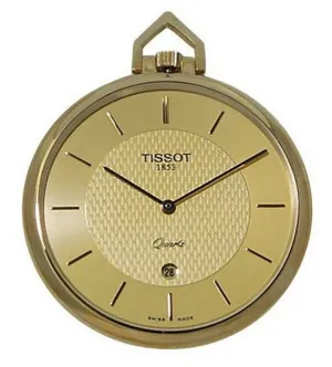 Tissot T-Pocket 14K Yellow Gold Date Gold-Tone Dial Quartz Pocket Watch Watch T82250521