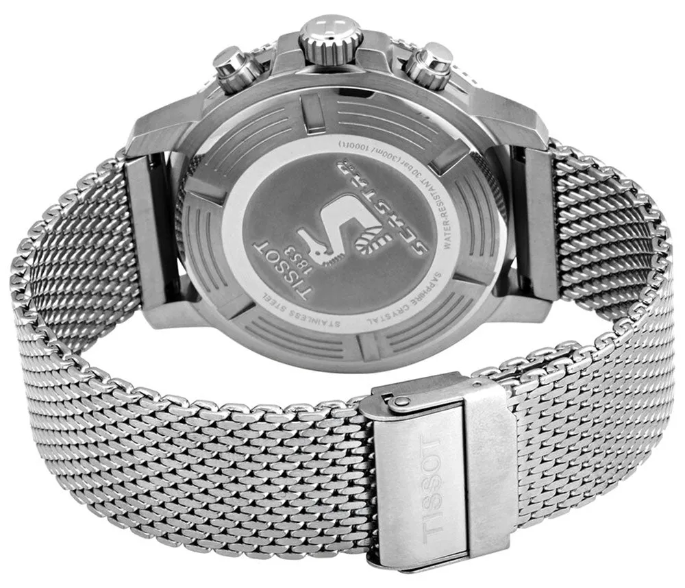 Tissot T-Sport Seastar 1000 Chronograph Stainless Steel Mesh Green Dial Date Divers Quartz Mens Watch T120.417.11.091.00