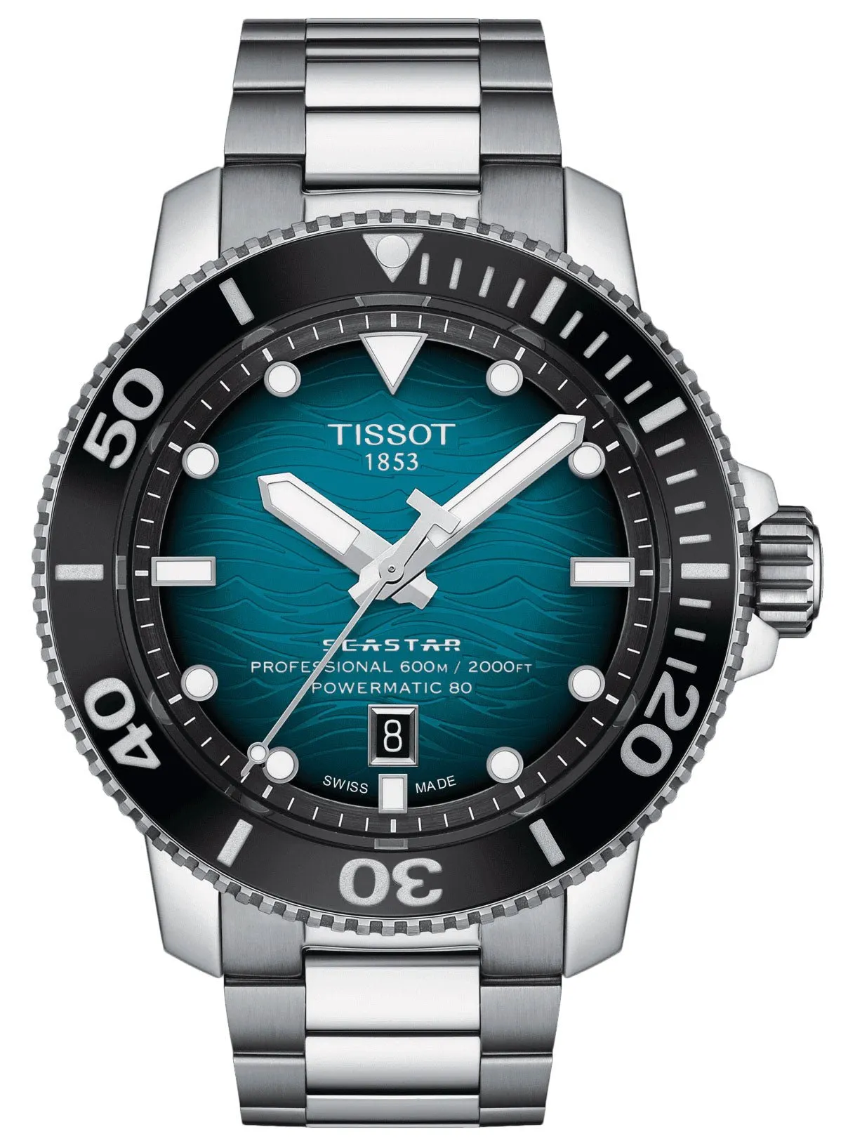 Tissot T-Sport Seastar 2000 Professional Powermatic 80 Automatic Stainless Steel Blue Dial Date Divers Mens Watch T120.607.11.041.00