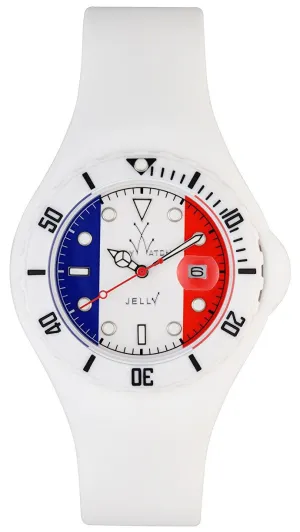 ToyWatch Jelly Flag France Only Time Unisex Plasteramic & White Rubber Watch JYF02FR