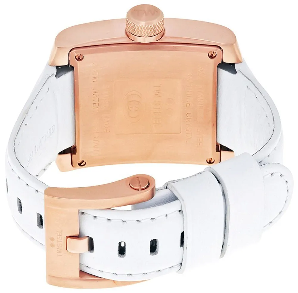 TW Steel CEO Goliath Rose Gold PVD Stainless Steel White Leather Quartz Date Mother of Pearl Dial Unisex Watch CE3016