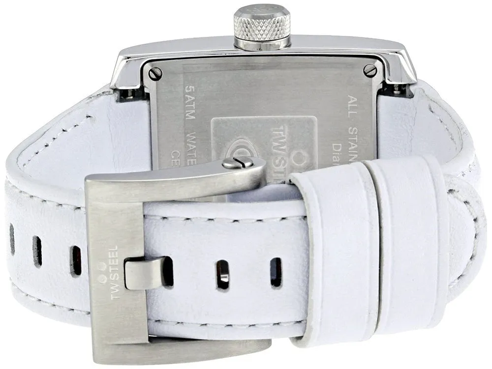 TW Steel CEO Goliath Stainless Steel White Leather Diamonds Mother of Pearl Quartz Unisex Watch CE3015