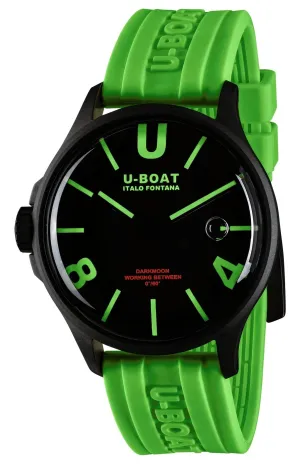 U-Boat Darkmoon Black PVD Black Dial Green Silicon Strap Quartz Mens Watch 9534