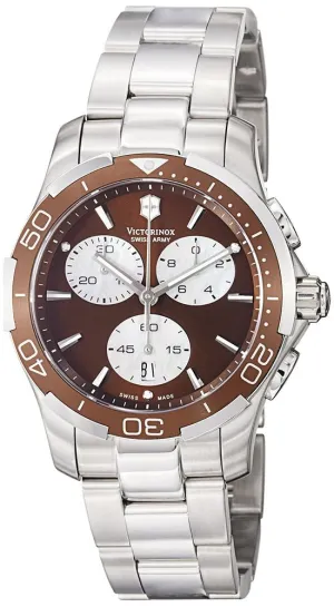 Victorinox Swiss Army Alliance Steel 241502 Chronograph Date Brown Dial Quartz Sports Womens Watch