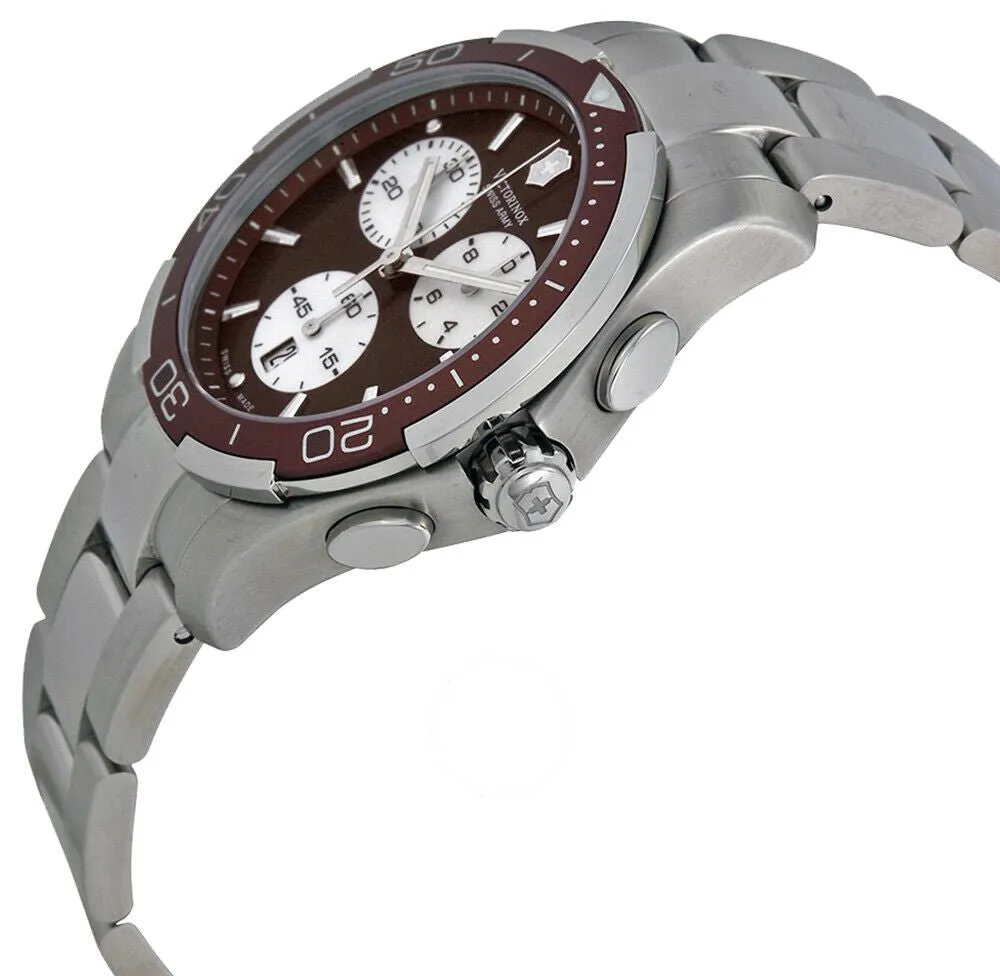 Victorinox Swiss Army Alliance Steel 241502 Chronograph Date Brown Dial Quartz Sports Womens Watch