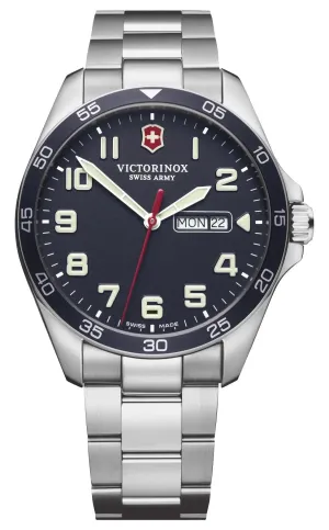 Victorinox Swiss Army Fieldforce Stainless Steel Blue Dial Day/Date Quartz Mens Watch 241851