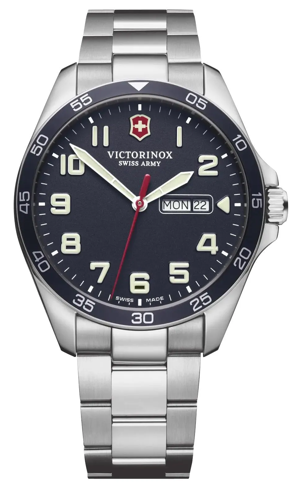Victorinox Swiss Army Fieldforce Stainless Steel Blue Dial Day/Date Quartz Mens Watch 241851